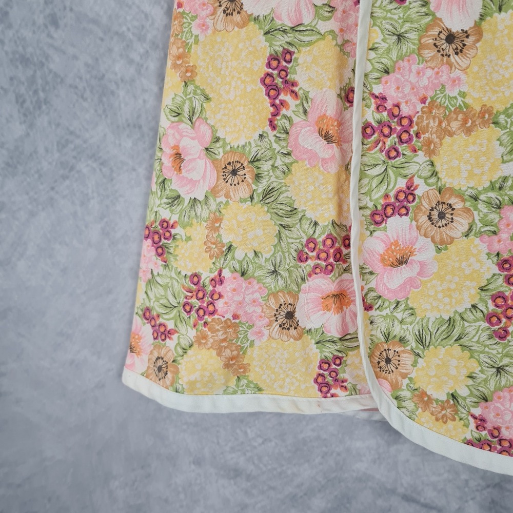 Floral Wrap Skirt Womens M Multicolor Cotton Canvas Lined Midi Handmade - Picture 6 of 16